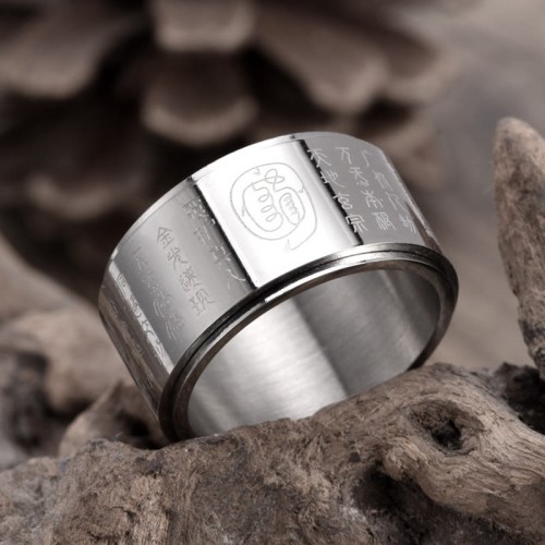 Tibetan Golden Light Mantra Titanium Steel Ring