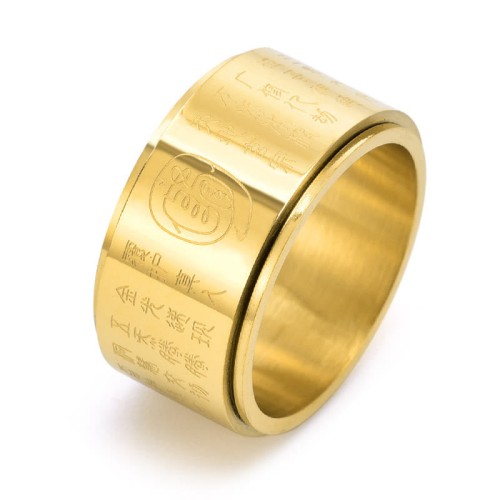 Tibetan Golden Light Mantra Titanium Steel Ring