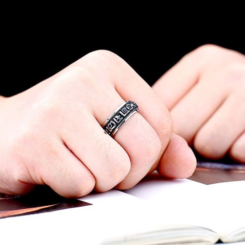 Tibetan Om Mani Padme Hum Titanium Steel Spinner Ring Tibetan Om Mani Padme Hum Titanium Steel Spinner Ring
