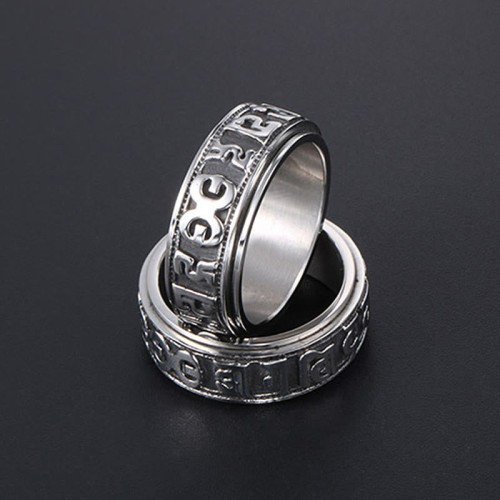 Tibetan Om Mani Padme Hum Titanium Steel Spinner Ring Tibetan Om Mani Padme Hum Titanium Steel Spinner Ring