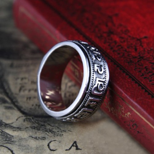 Tibetan Om Mani Padme Hum Titanium Steel Spinner Ring Tibetan Om Mani Padme Hum Titanium Steel Spinner Ring