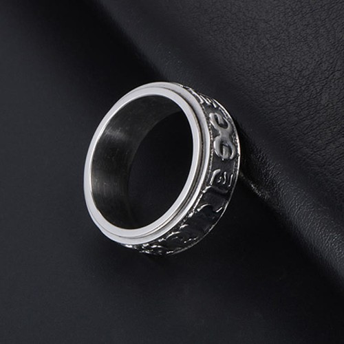 Tibetan Om Mani Padme Hum Titanium Steel Spinner Ring Tibetan Om Mani Padme Hum Titanium Steel Spinner Ring