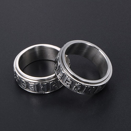 Tibetan Om Mani Padme Hum Titanium Steel Spinner Ring Tibetan Om Mani Padme Hum Titanium Steel Spinner Ring