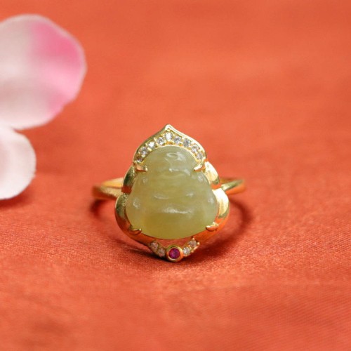 Hetian Jade Laughing Buddha Luck Ring Hetian Jade Laughing Buddha Luck Ring