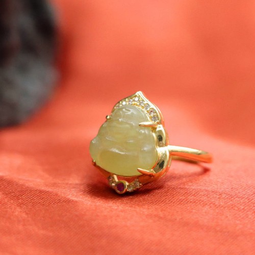 Hetian Jade Laughing Buddha Luck Ring Hetian Jade Laughing Buddha Luck Ring