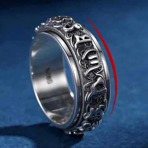 Six True Words Copper Healing Rotatable Ring