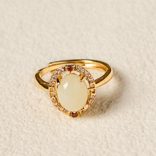 Hetian Jade Zircon Egg Luck Ring Hetian Jade Zircon Egg Luck Ring