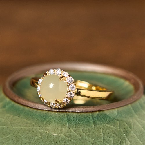 Hetian Jade Egg Copper Luck Ring Hetian Jade Egg Copper Luck Ring