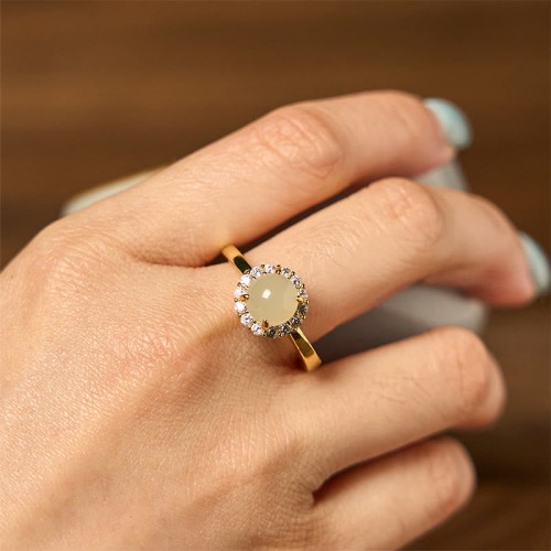 Hetian Jade Egg Copper Luck Ring Hetian Jade Egg Copper Luck Ring