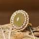 Hetian Jade Hollow Zircon Copper Abundance Ring Hetian Jade Hollow Zircon Copper Abundance Ring