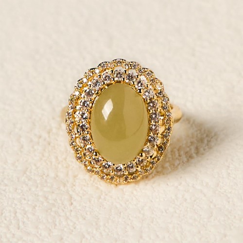 Hetian Jade Hollow Zircon Copper Abundance Ring Hetian Jade Hollow Zircon Copper Abundance Ring