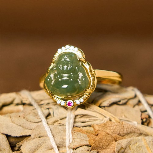 Hetian Jade Laughing Buddha Luck Ring Hetian Jade Laughing Buddha Luck Ring