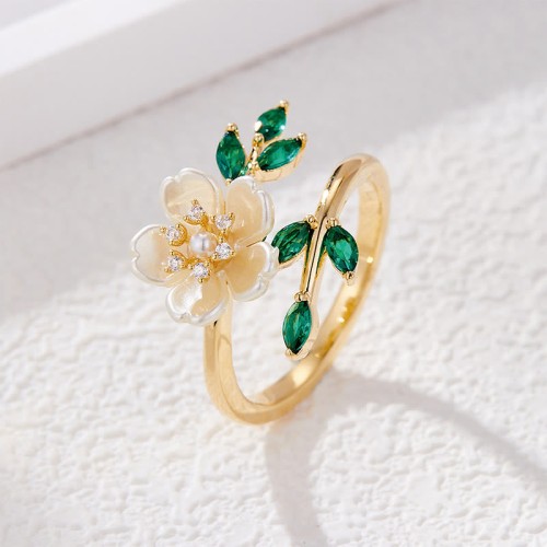 Pearl Flower Zircon Wealth Ring