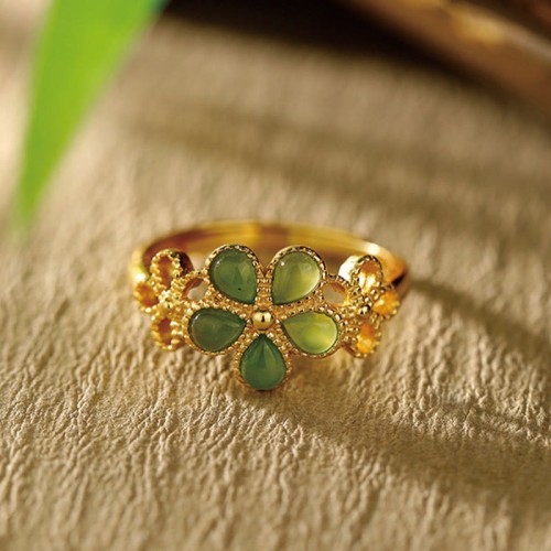 Hetian Jade Flower Prosperity Ring Hetian Jade Flower Prosperity Ring