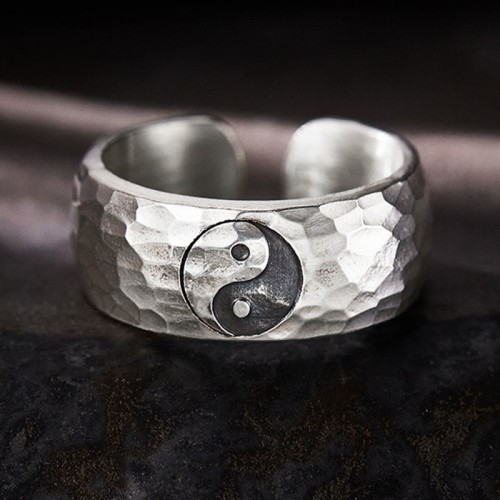 Handmade 999 Silver Yin Yang Bagua Harmony Ring Handmade 999 Silver Yin Yang Bagua Harmony Ring