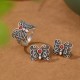 925 Sterling Silver Red Agate Butterfly Ring Set 925 Sterling Silver Red Agate Butterfly Ring Set