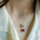 925 Silver Plated Gold Cinnabar Red Agate Necklace Set 925 Silver Plated Gold Cinnabar Red Agate Necklace Set