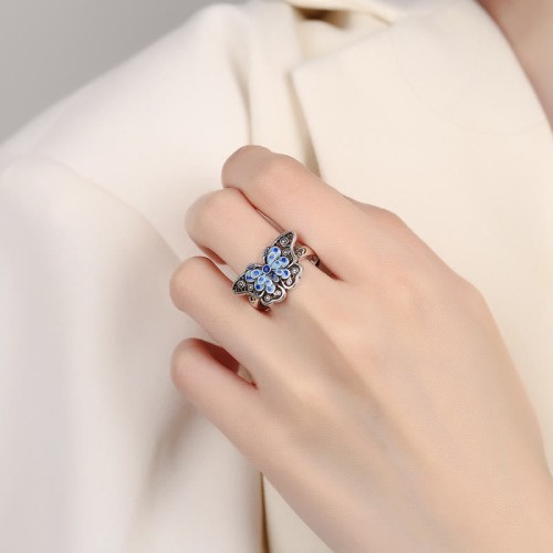 Blue Butterfly Love Ring