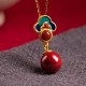 925 Silver Plated Gold Cinnabar Red Agate Necklace Set 925 Silver Plated Gold Cinnabar Red Agate Necklace Set