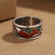 Blue Enamel Koi Heart Sutra Success Ring Blue Enamel Koi Heart Sutra Success Ring