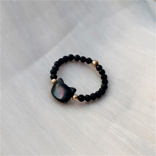 Tridacna Stone Cat 14K Gold Blessing Ring Tridacna Stone Cat 14K Gold Blessing Ring