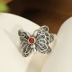 925 Sterling Silver Red Agate Butterfly Ring Set 925 Sterling Silver Red Agate Butterfly Ring Set