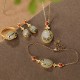 925 Silver Plated Gold Hetian Jade Vine Luck Set 925 Silver Plated Gold Hetian Jade Vine Luck Set