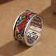 Blue Enamel Koi Heart Sutra Success Ring Blue Enamel Koi Heart Sutra Success Ring