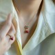925 Silver Plated Gold Cinnabar Red Agate Necklace Set 925 Silver Plated Gold Cinnabar Red Agate Necklace Set