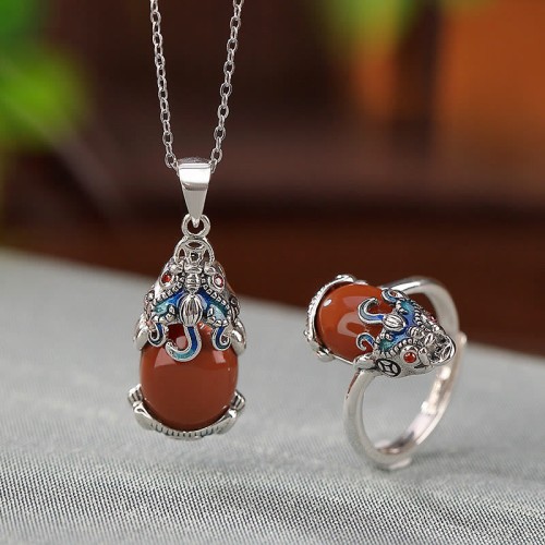 925 Silver Red Agate PiXiu Protection Set 925 Silver Red Agate PiXiu Protection Set