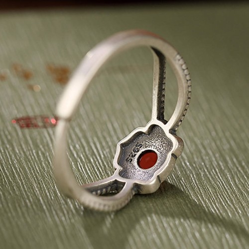 925 Sterling Silver Red Agate Logical Thinking Ring 925 Sterling Silver Red Agate Logical Thinking Ring
