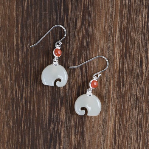 925 Silver Elephant Hetian Jade Abundance Set 925 Silver Elephant Hetian Jade Abundance Set