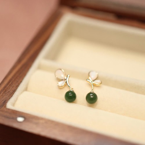 Butterfly Tridacna Stone Cyan Jade Jewelry Set