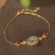 925 Silver Plated Gold Hetian Jade Vine Luck Set 925 Silver Plated Gold Hetian Jade Vine Luck Set