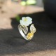 925 Silver Plated Copper White Jade Luck Ring 925 Silver Plated Copper White Jade Luck Ring