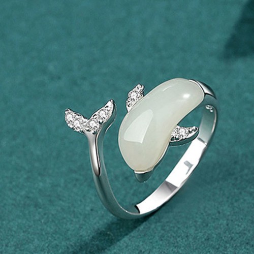925 Silver Dolphin Hetian Jade Luck Set 925 Silver Dolphin Hetian Jade Luck Set