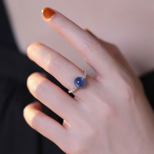 925 Silver Blue Candy Agate Healing Ring 925 Silver Blue Candy Agate Healing Ring