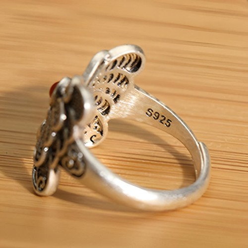 925 Sterling Silver Red Agate Butterfly Ring Set 925 Sterling Silver Red Agate Butterfly Ring Set