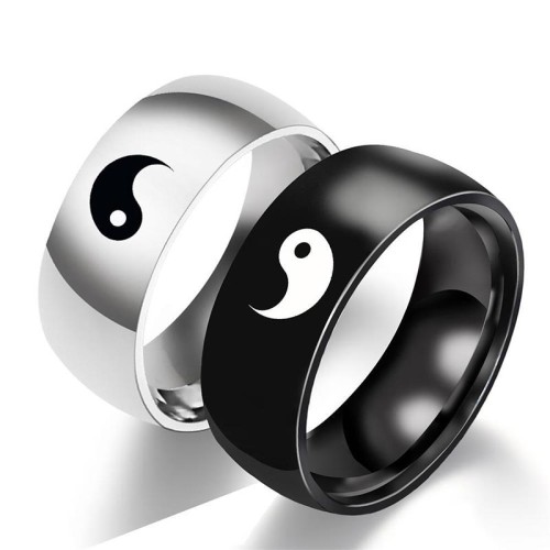 Yin Yang Balance Titanium Steel Couple Ring Yin Yang Balance Titanium Steel Couple Ring