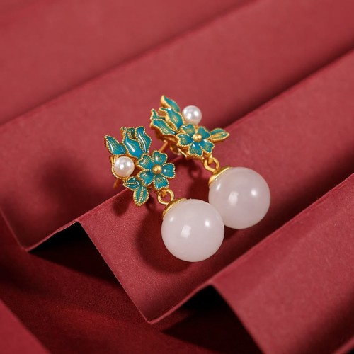 White Jade Pearl Flower Blessing Set White Jade Pearl Flower Blessing Set