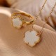 925 Silver Plated Hetian Jade Flower Luck Set 925 Silver Plated Hetian Jade Flower Luck Set