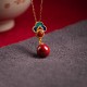 925 Silver Plated Gold Cinnabar Red Agate Necklace Set 925 Silver Plated Gold Cinnabar Red Agate Necklace Set