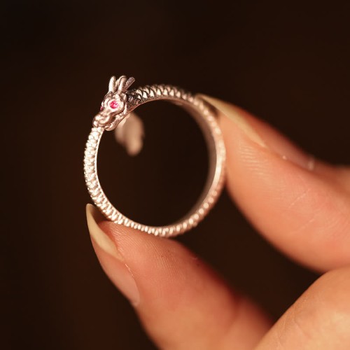 925 Sterling Silver Year of the Dragon Adjustable Ring 925 Sterling Silver Year of the Dragon Adjustable Ring
