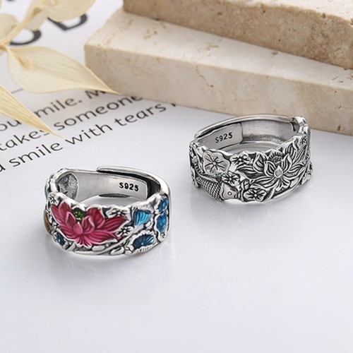 925 Silver Koi Fish Lotus Prosperity Ring 925 Silver Koi Fish Lotus Prosperity Ring