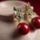 925 Silver Plated Cinnabar Pearl Flower Blessing Set 925 Silver Plated Cinnabar Pearl Flower Blessing Set