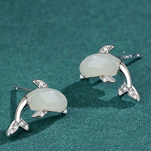 925 Silver Dolphin Hetian Jade Luck Set 925 Silver Dolphin Hetian Jade Luck Set