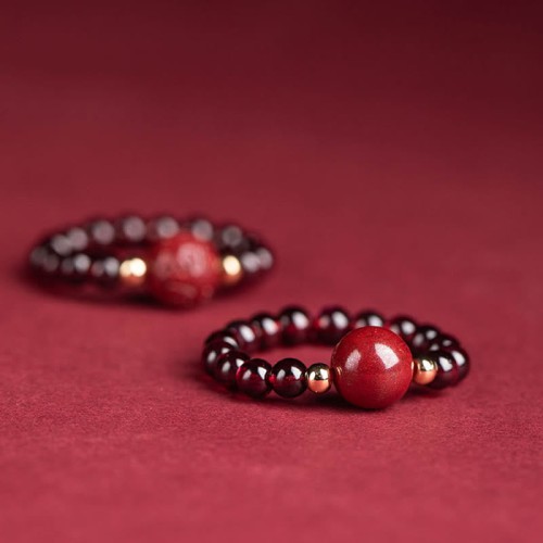 Garnet Cinnabar PiXiu Om Mani Padme Hum Protection Ring