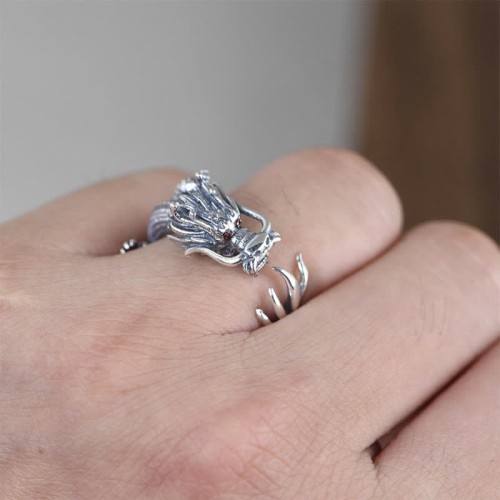 925 Sterling Silver Dragon Luck Protection Ring 925 Sterling Silver Dragon Luck Protection Ring