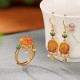 925 Silver Plated Amber Pearl Confidence Ring Set 925 Silver Plated Amber Pearl Confidence Ring Set