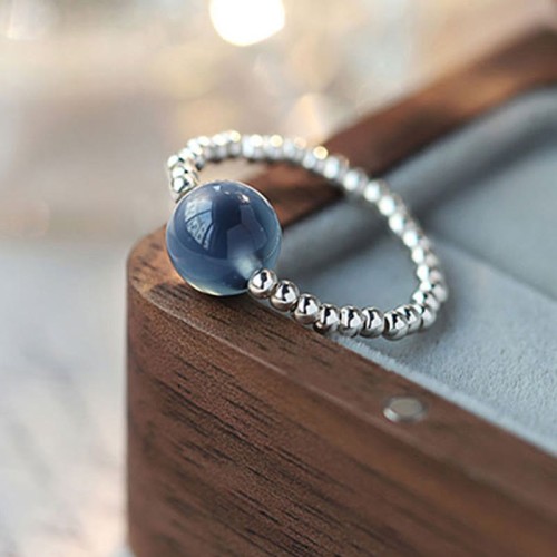 925 Silver Blue Candy Agate Healing Ring 925 Silver Blue Candy Agate Healing Ring